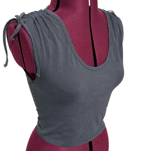 AMERICAN EAGLE AE Cinch Shoulder Smooth Knit Sleeveless Tank Tee Cropped NWOT S - Picture 3 of 7